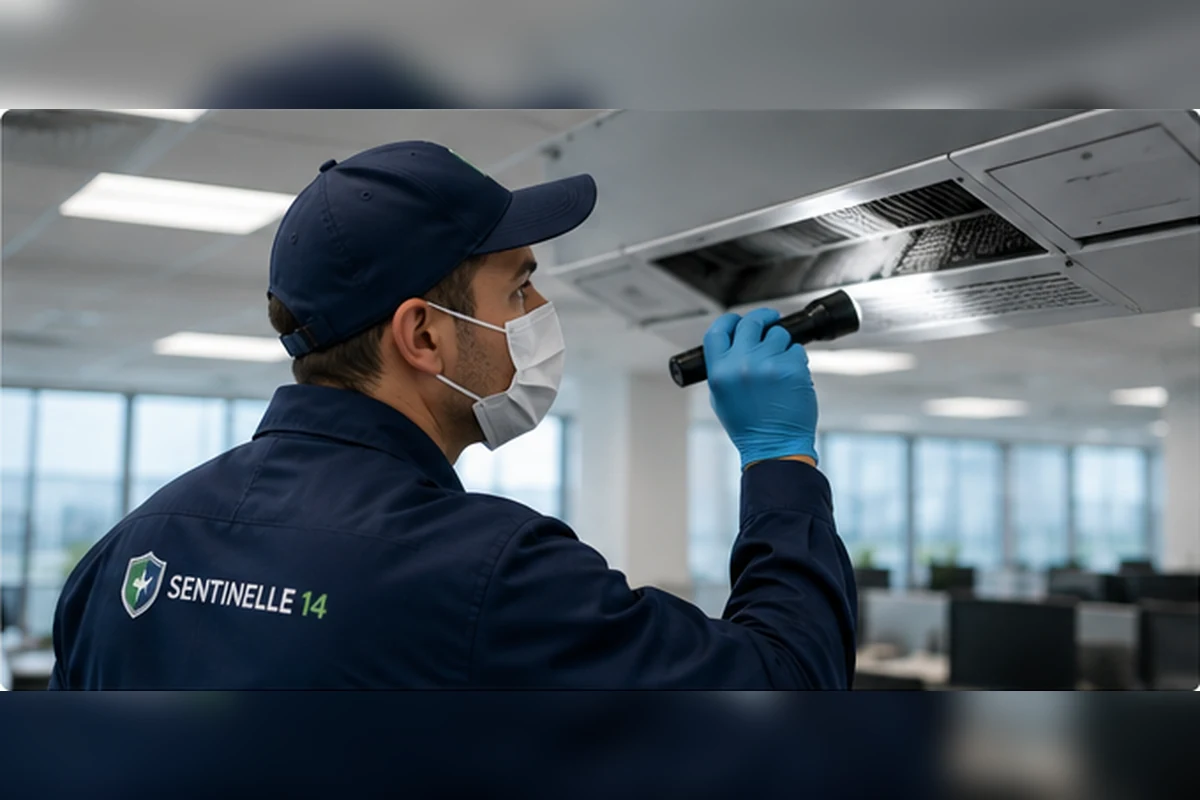 Technicien contrôlant discrètement une zone sensible en entreprise