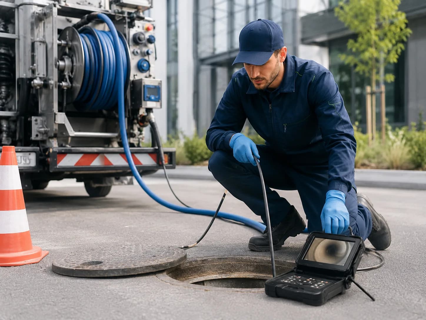Inspection caméra et hydrocurage sur site professionnel