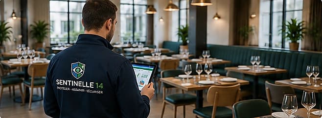 Technicien Sentinelle 14 en visite de contrôle dans un établissement de restauration