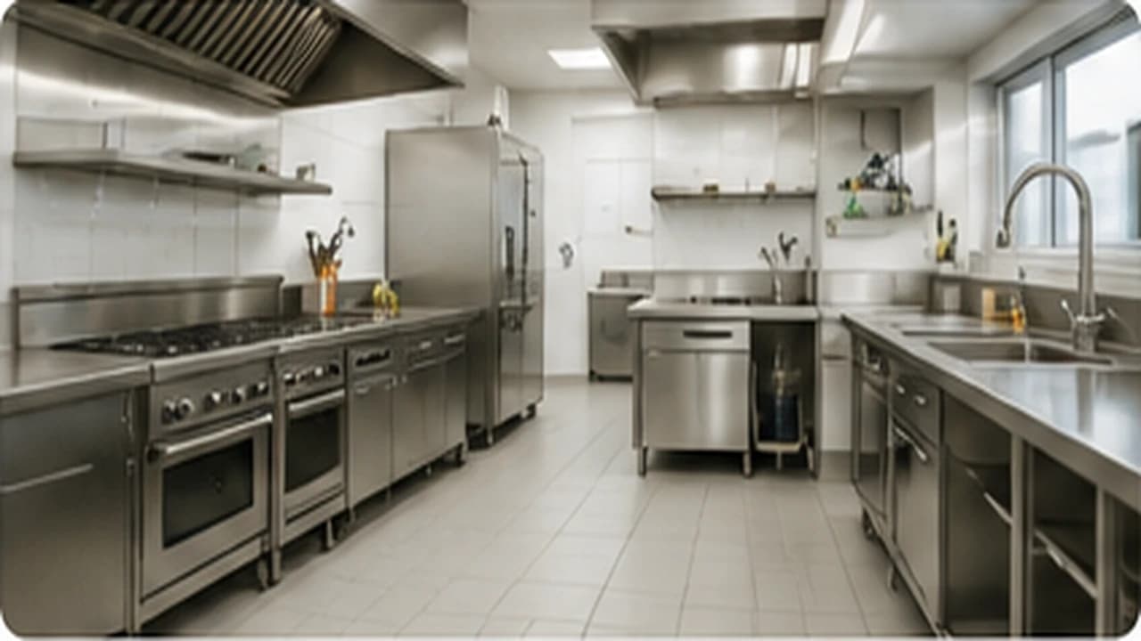 Cuisine professionnelle avec canalisations entretenues après débouchage